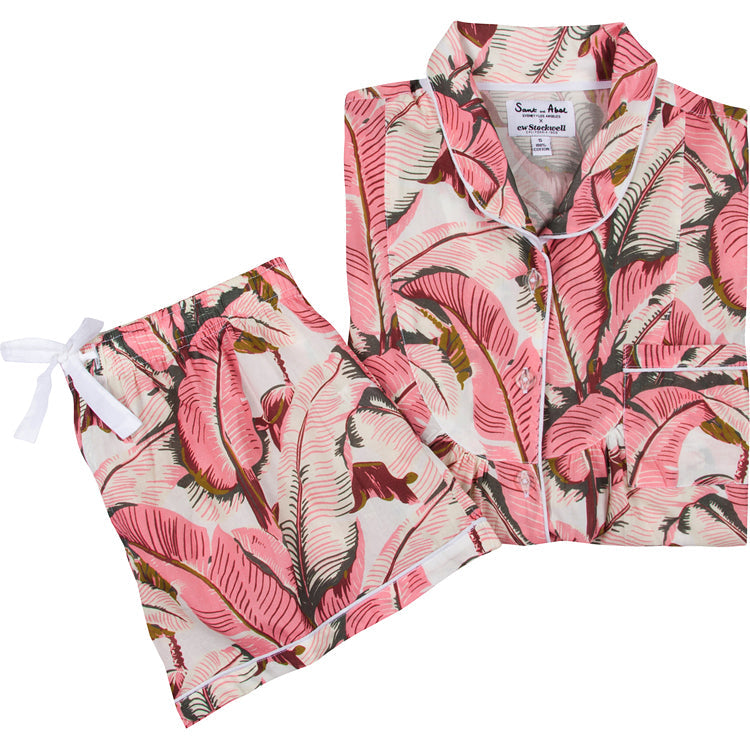 Women's Martinique® Pink Banana Leaf Short PJ Set