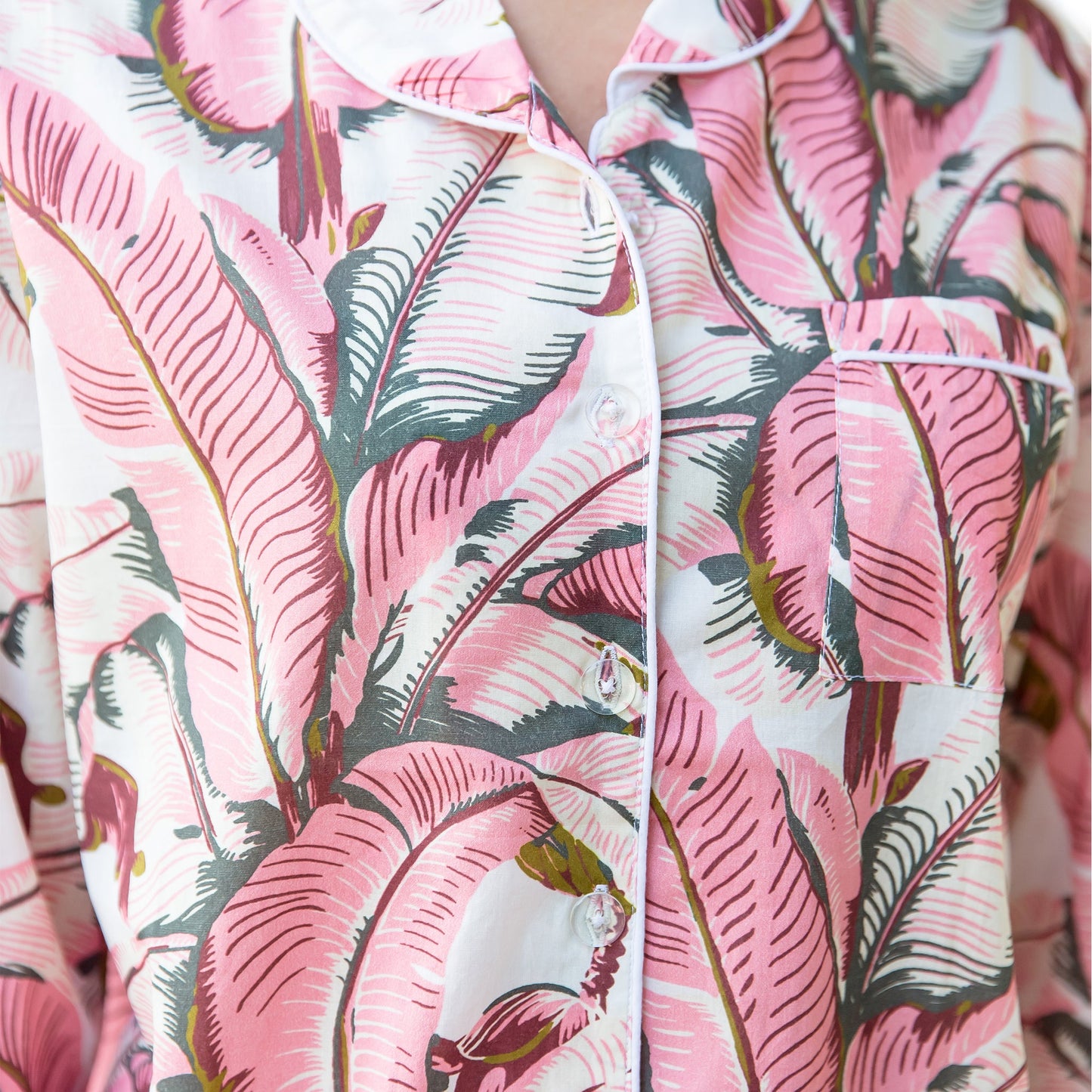 Women's Martinique® Pink Banana Leaf Long PJ Set