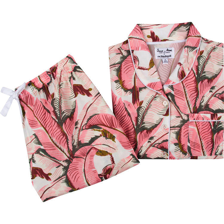 Women's Martinique® Pink Banana Leaf Long PJ Set