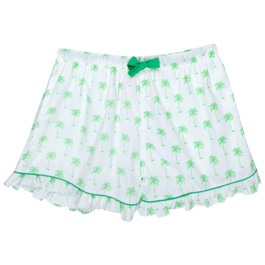 Women's Green Palm Tree Boxer Shorts