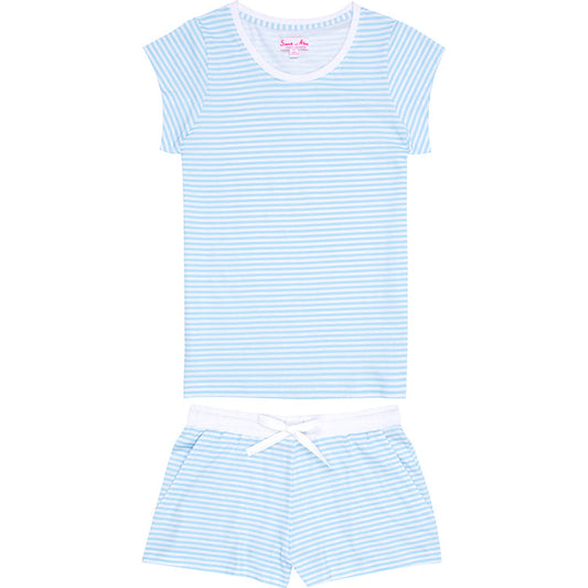 Women's Sky Blue Jersey Short PJ Set