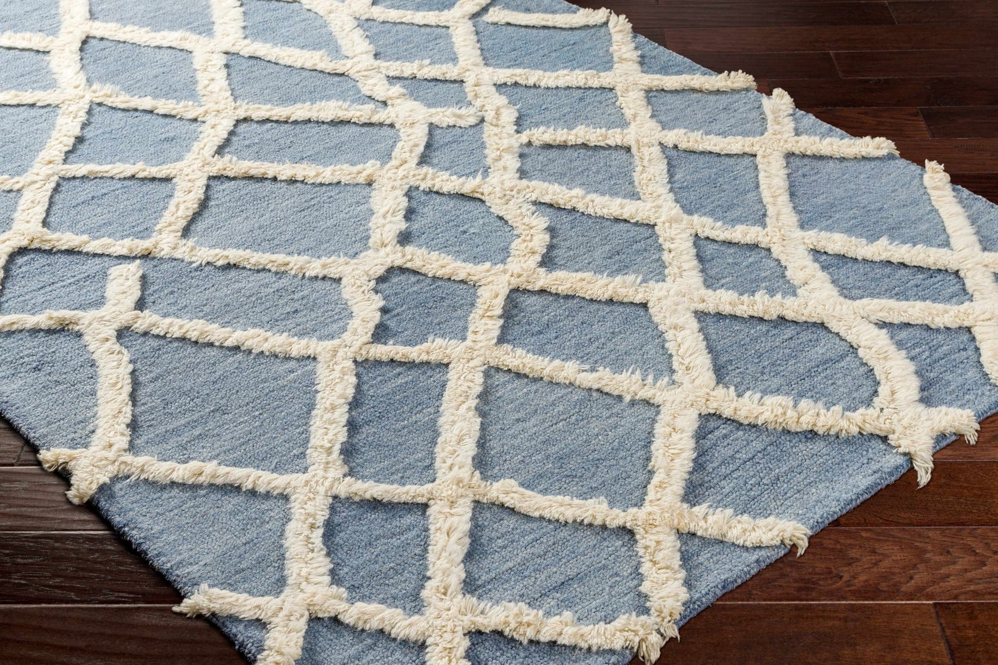 Adica Blue Wool Area Rug - Clearance - Marsh and Manor Collective