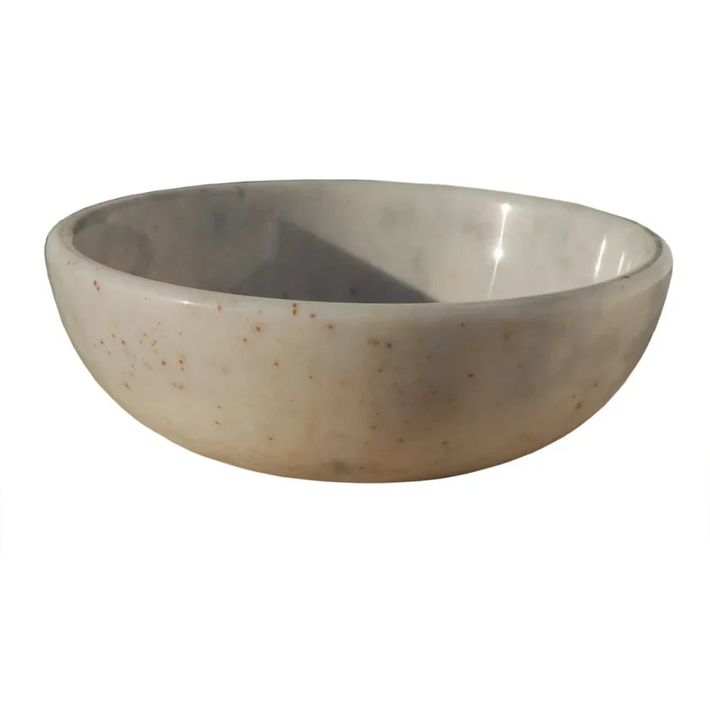 Afyon Sugar White Marble Vessel Above Vanity Bathroom Sink Polished (D)16" (H)6" - Marsh and Manor Collective