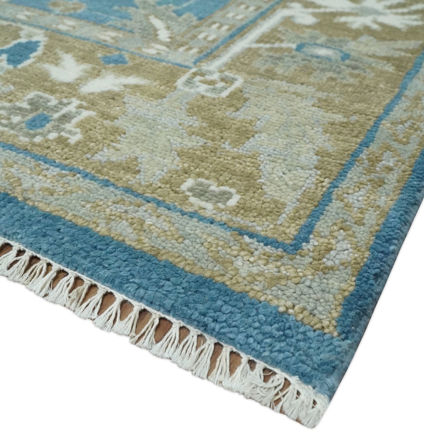 Antique Blue and Brown Persian Oushak Multi Size wool Area Rug - Marsh and Manor Collective