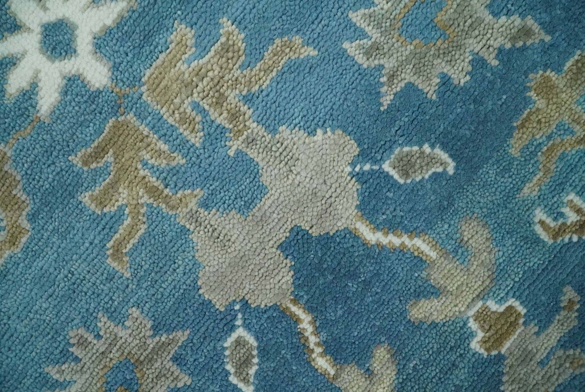 Antique Blue and Brown Persian Oushak Multi Size wool Area Rug - Marsh and Manor Collective
