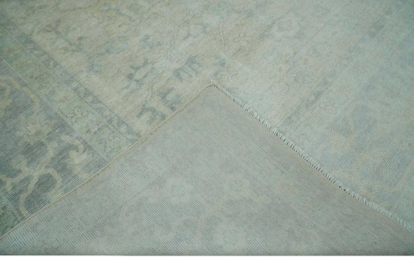 Antique Finish Silver, Gray and Charcoal Hand Knotted Oriental Oushak 8x10 wool Area Rug - Marsh and Manor Collective