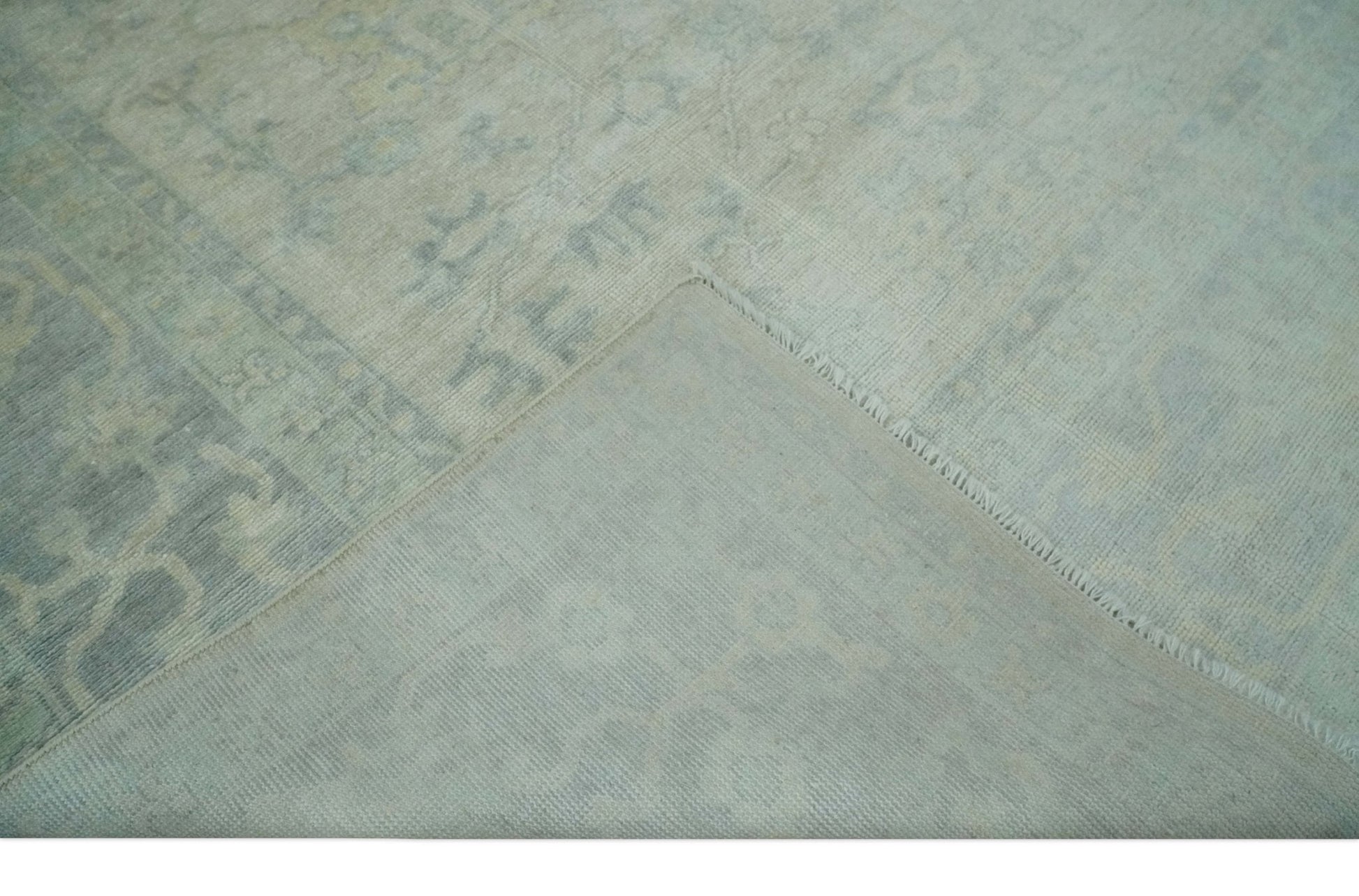 Antique Finish Silver, Gray and Charcoal Hand Knotted Oriental Oushak 8x10 wool Area Rug - Marsh and Manor Collective