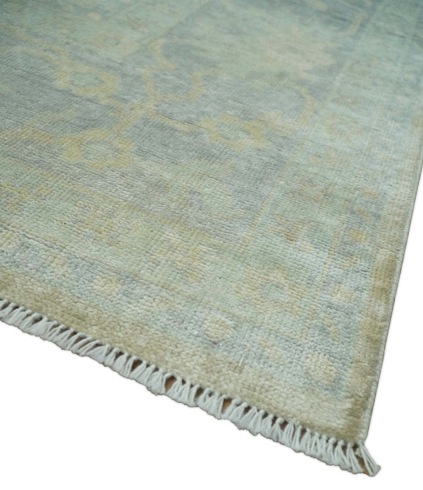 Antique Finish Silver, Gray and Charcoal Hand Knotted Oriental Oushak 8x10 wool Area Rug - Marsh and Manor Collective