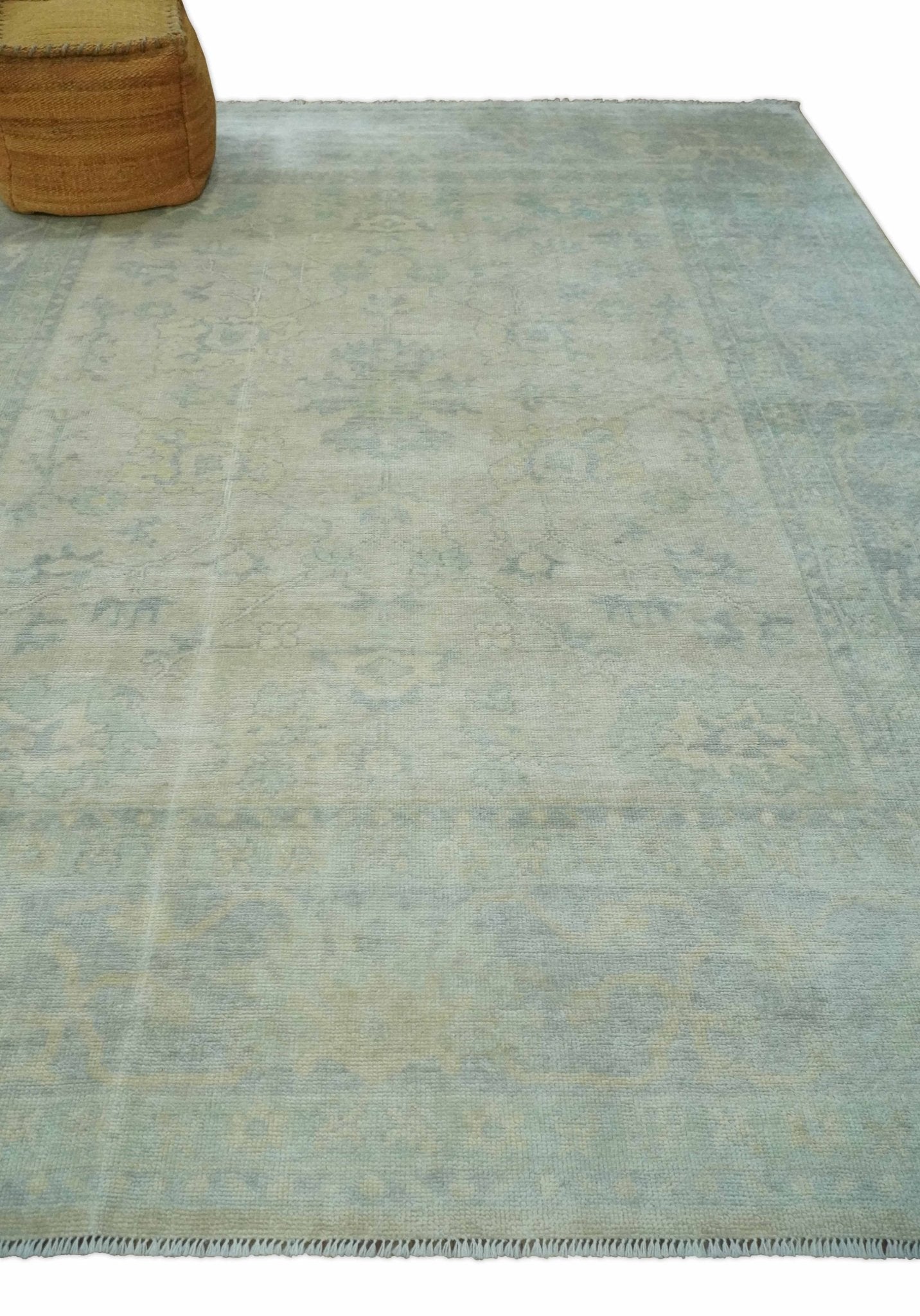 Antique Finish Silver, Gray and Charcoal Hand Knotted Oriental Oushak 8x10 wool Area Rug - Marsh and Manor Collective