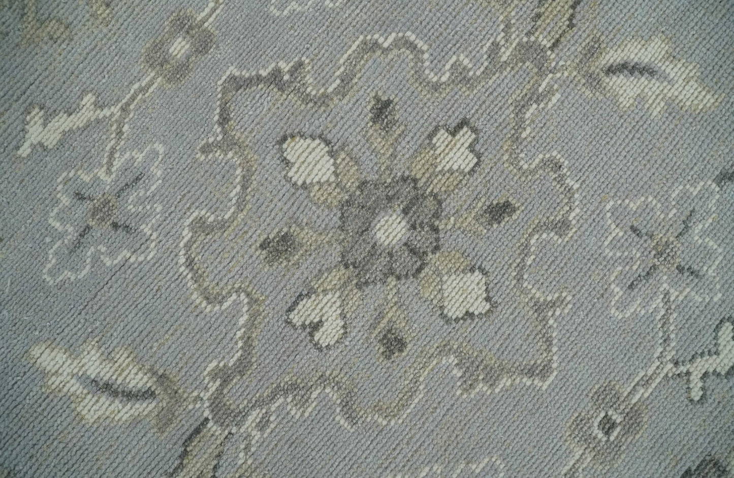 Antique Muted Silver Rug 8x11 Hand Knotted Turkish Silver, Beige and Brown Traditional Antique Persian Low Pile Area Rug - Marsh and Manor Collective
