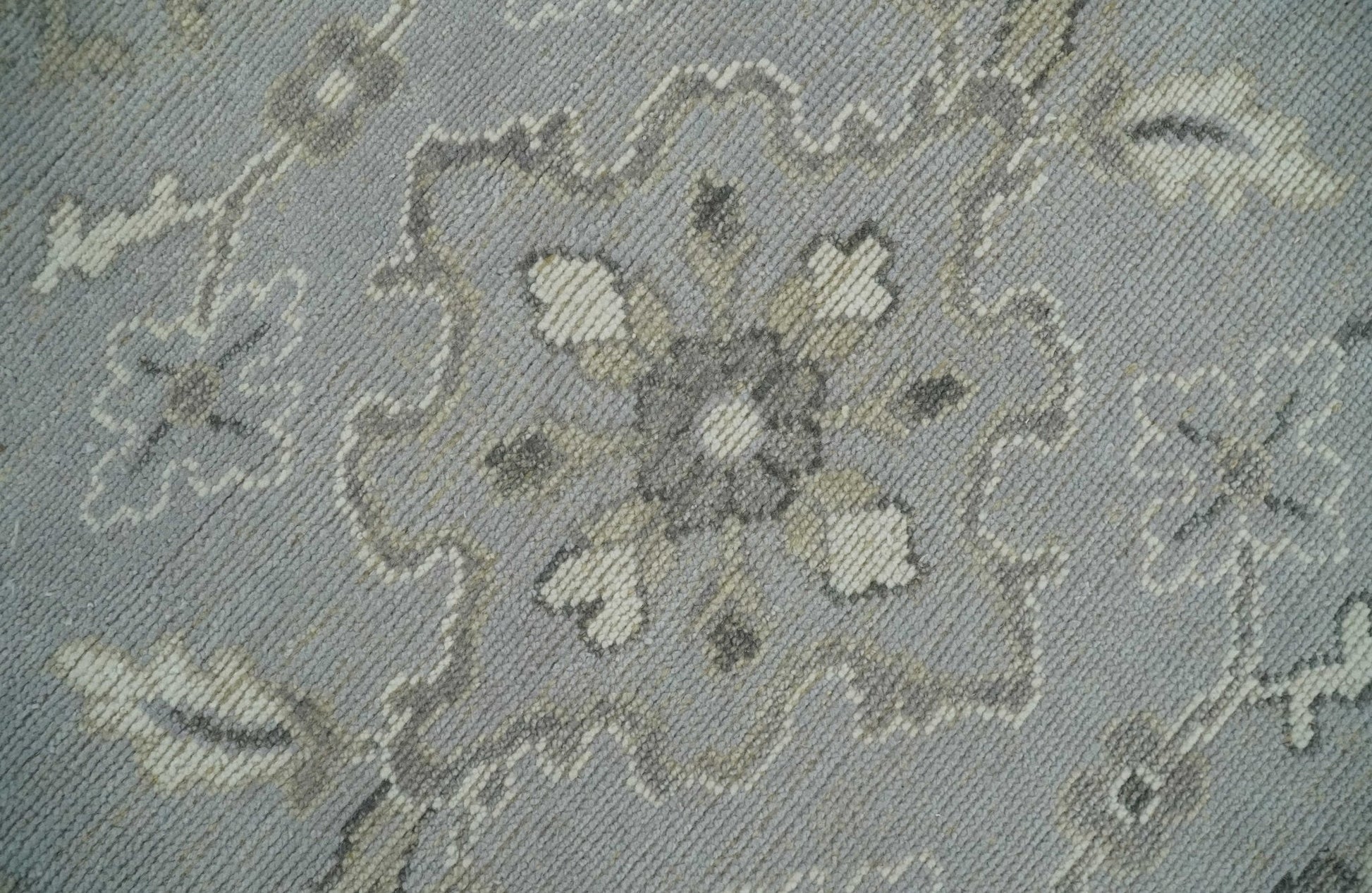 Antique Muted Silver Rug 8x11 Hand Knotted Turkish Silver, Beige and Brown Traditional Antique Persian Low Pile Area Rug - Marsh and Manor Collective
