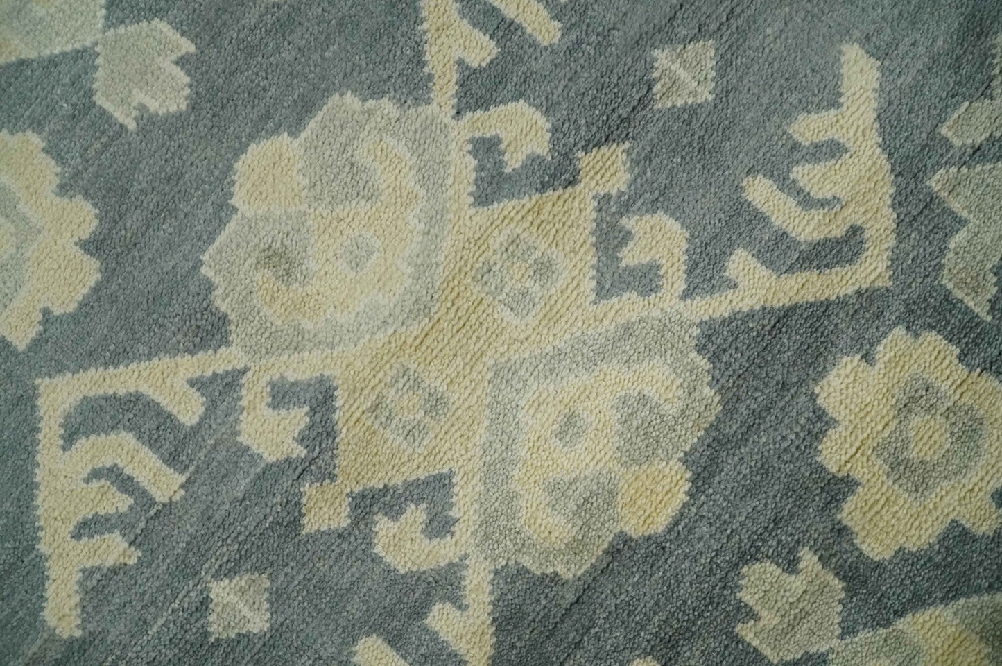 Antique Style 6x9 Hand Knotted Beige and Charcoal Traditional Wool Rug | N35669 - Marsh and Manor Collective
