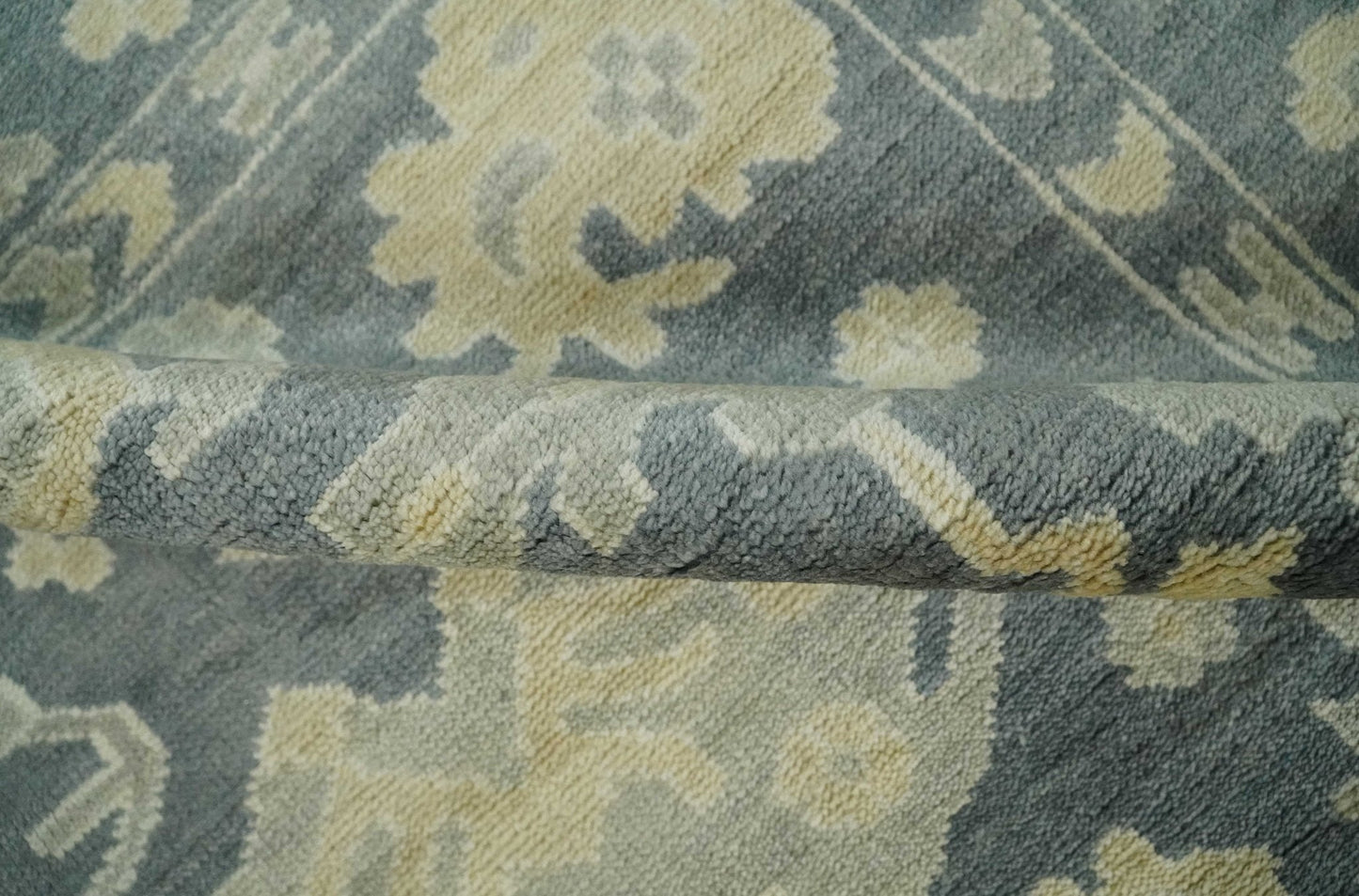 Antique Style 6x9 Hand Knotted Beige and Charcoal Traditional Wool Rug | N35669 - Marsh and Manor Collective