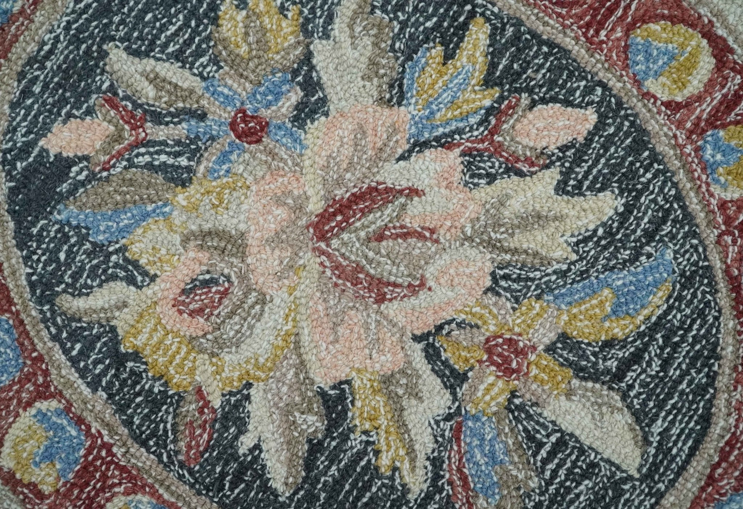 Antique Style Beige and Charcoal Aubusson design Hand Tufted 8x10 wool Area Rug - Marsh and Manor Collective