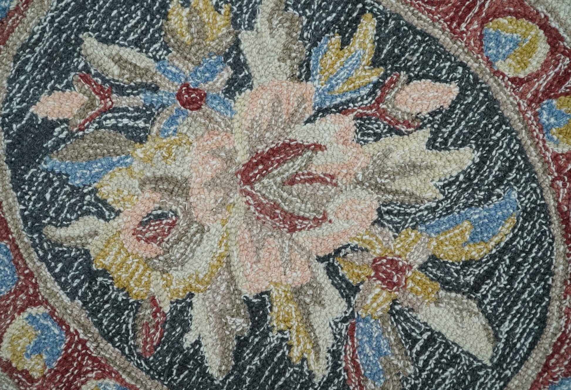Antique Style Beige and Charcoal Aubusson design Hand Tufted 8x10 wool Area Rug - Marsh and Manor Collective