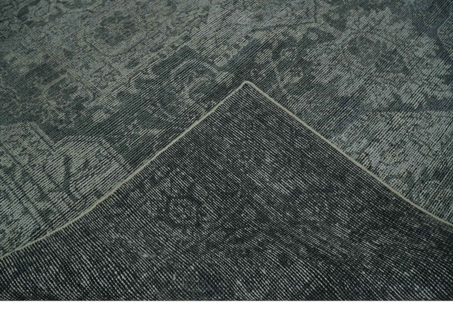 Antique Style Charcoal and Silver Traditional Heriz Medallion 8x10 wool Area Rug - Marsh and Manor Collective
