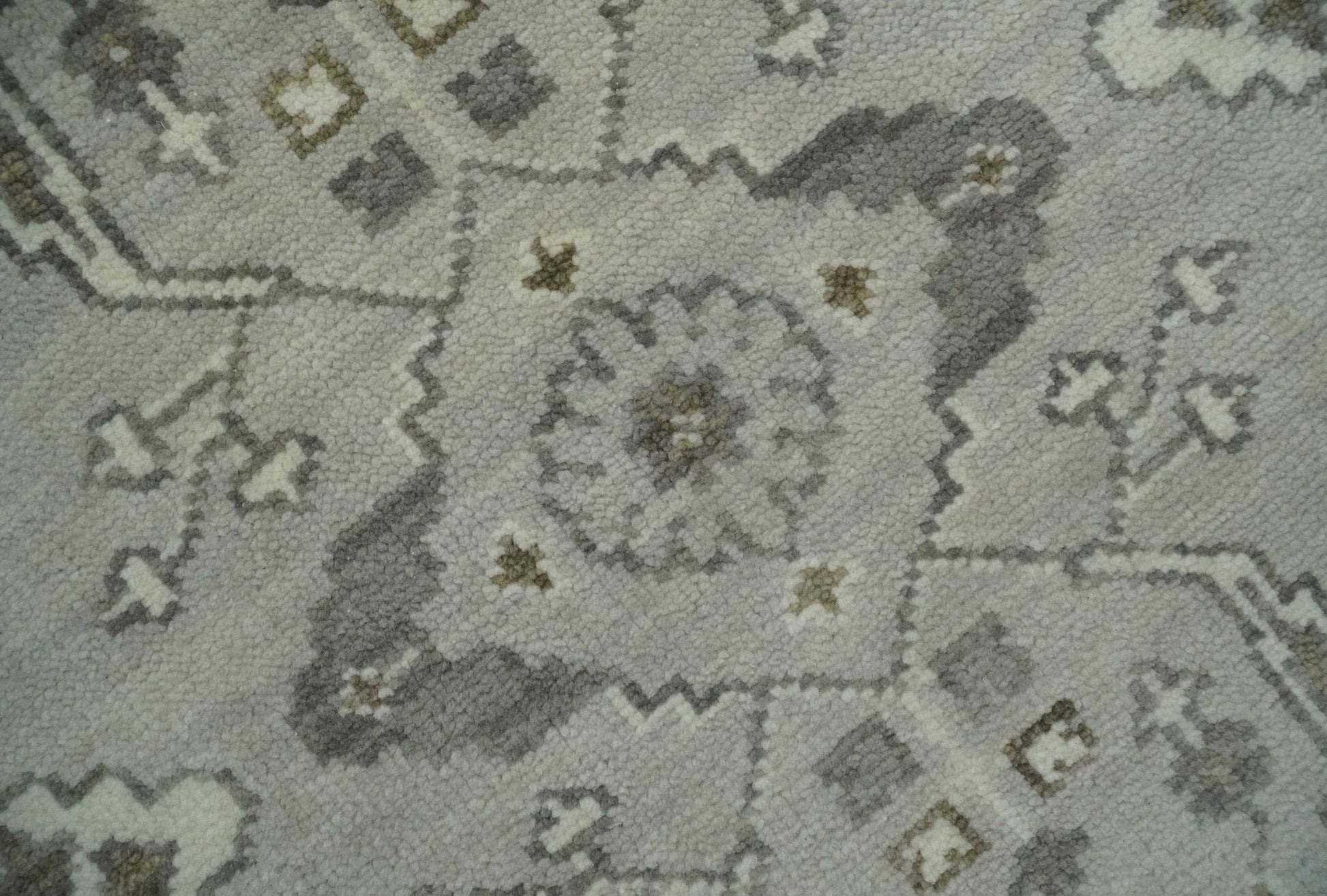 Antique Style Custom Made Traditional Silver and Brown Oriental Oushak Wool Area Rug - Marsh and Manor Collective