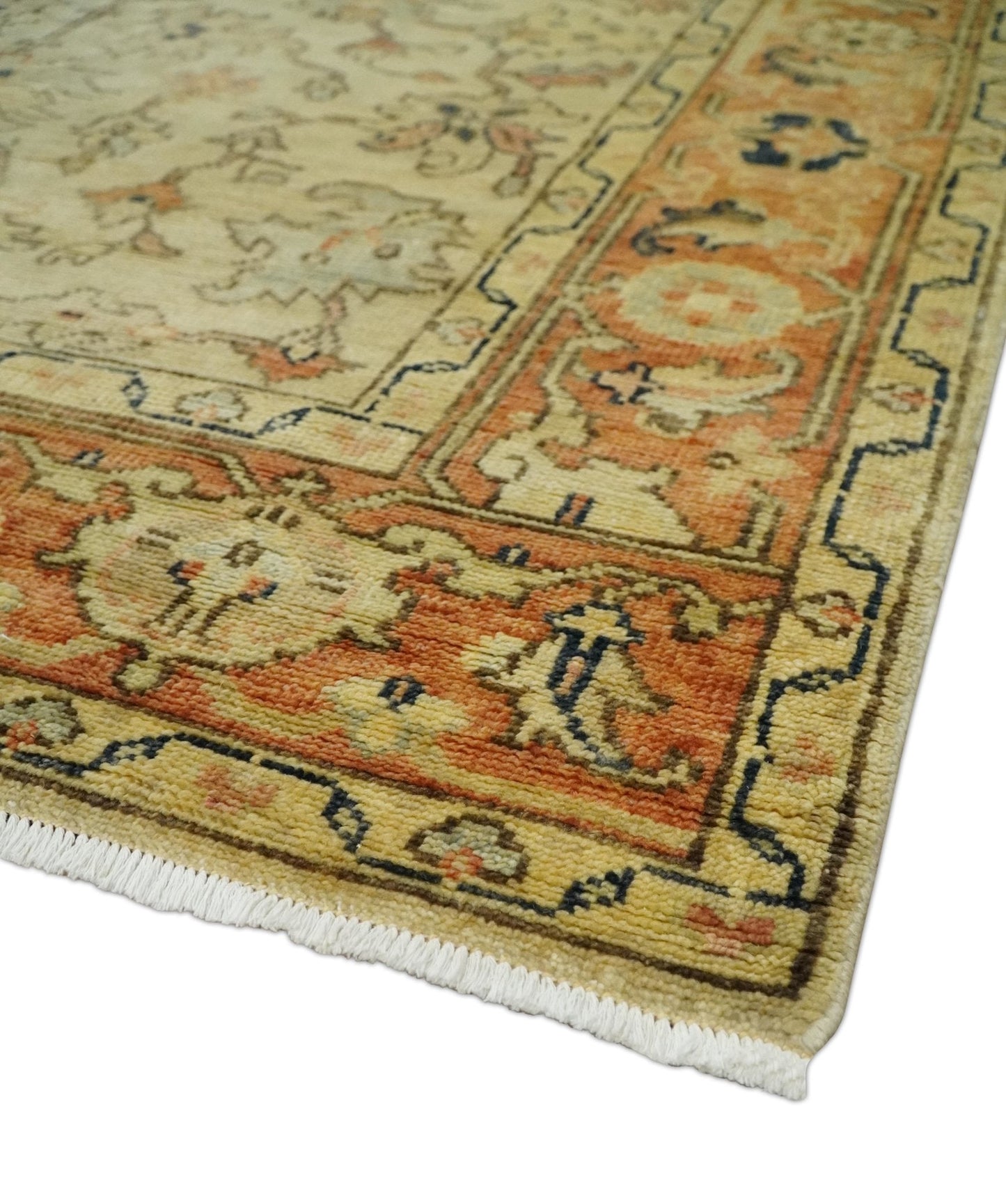 Antique Style Empress Tabriz 6x8 Hand Knotted Beige and Rust Modern Traditional Wool Rug | N35368 - Marsh and Manor Collective