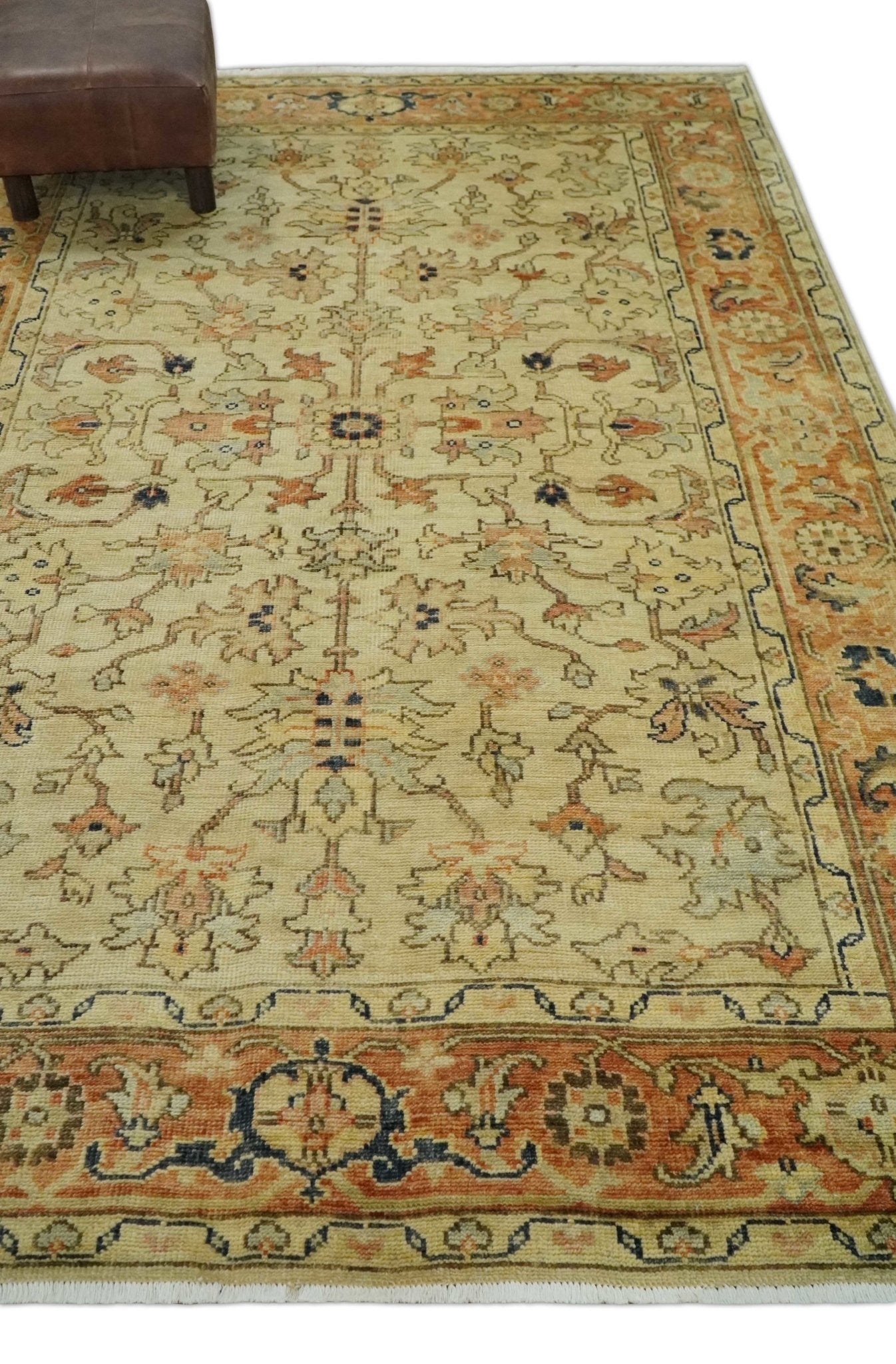 Antique Style Empress Tabriz 6x8 Hand Knotted Beige and Rust Modern Traditional Wool Rug | N35368 - Marsh and Manor Collective