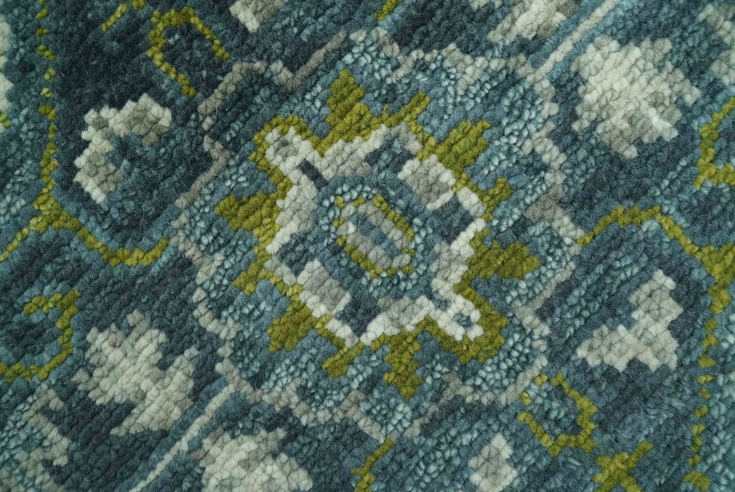 Antique Style Hand Knotted Teal, Gray and Green Traditional multi Size wool rug - Marsh and Manor Collective