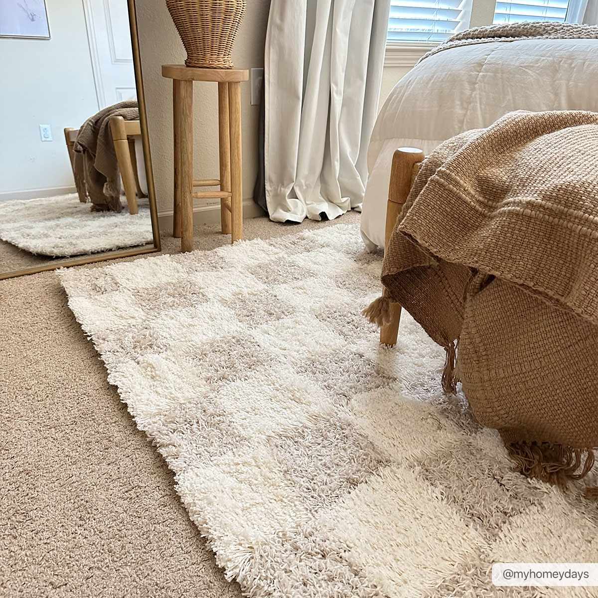 Atira Light Brown Checkered Area Rug - Marsh and Manor Collective