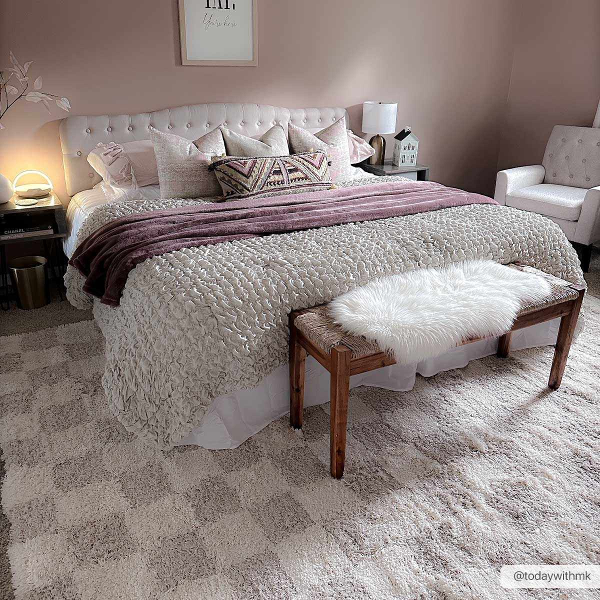 Atira Light Brown Checkered Area Rug - Marsh and Manor Collective