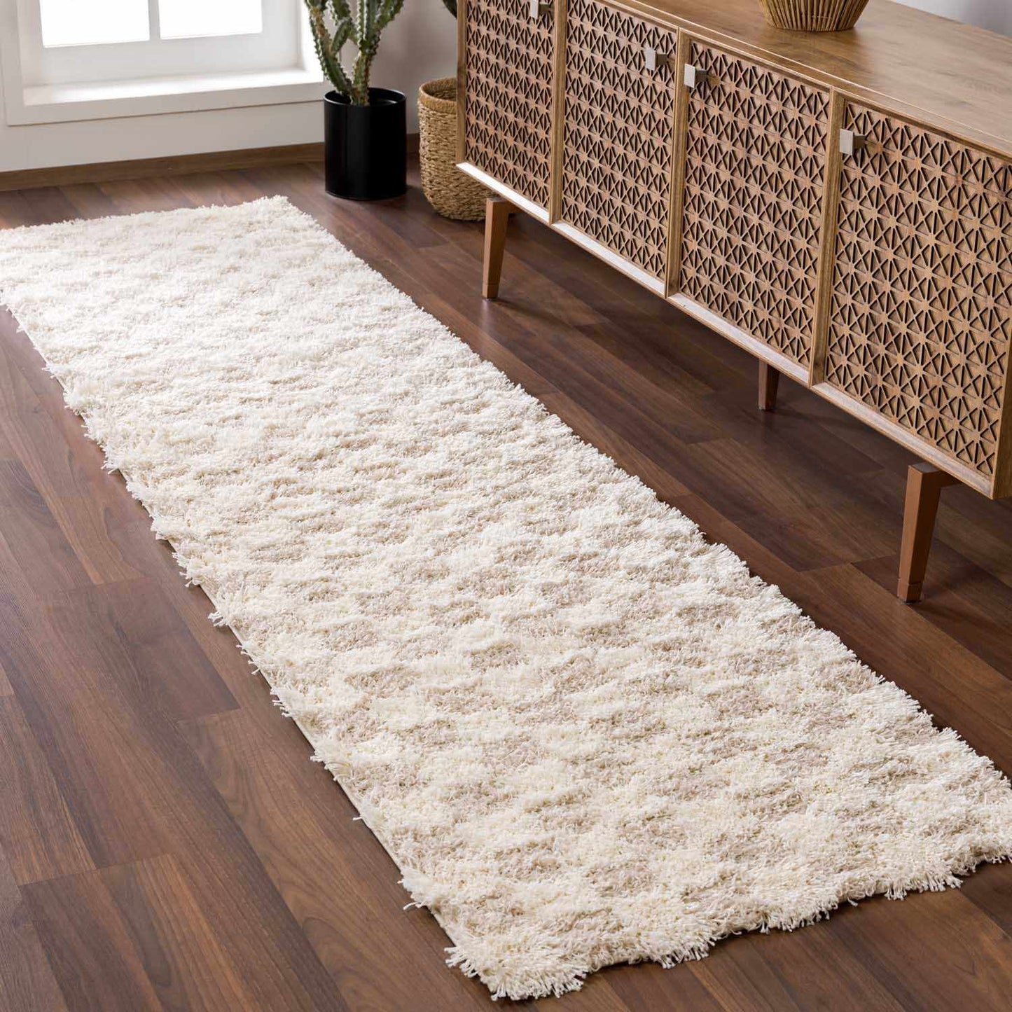 Atira Light Brown Checkered Area Rug - Marsh and Manor Collective