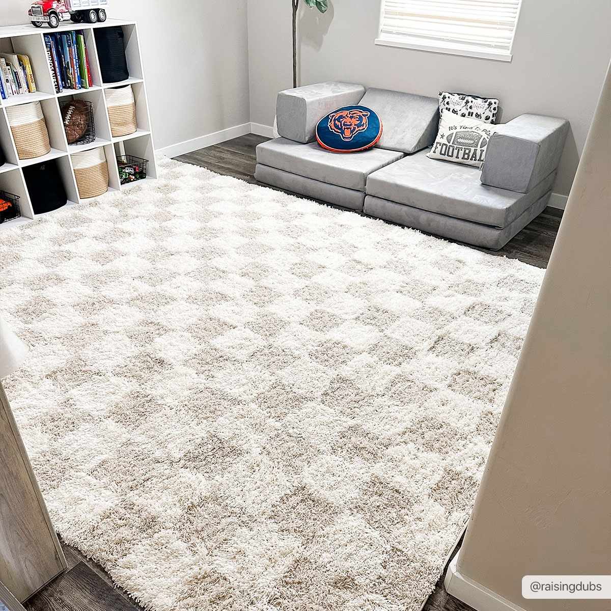Atira Light Brown Checkered Area Rug - Marsh and Manor Collective