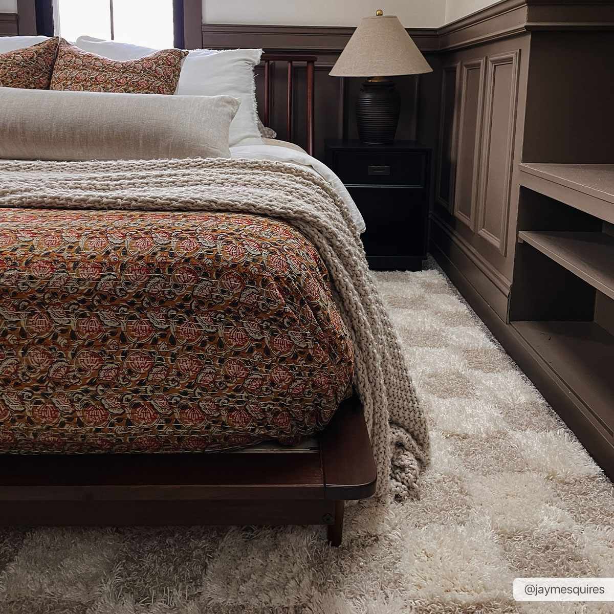 Atira Light Brown Checkered Area Rug - Marsh and Manor Collective