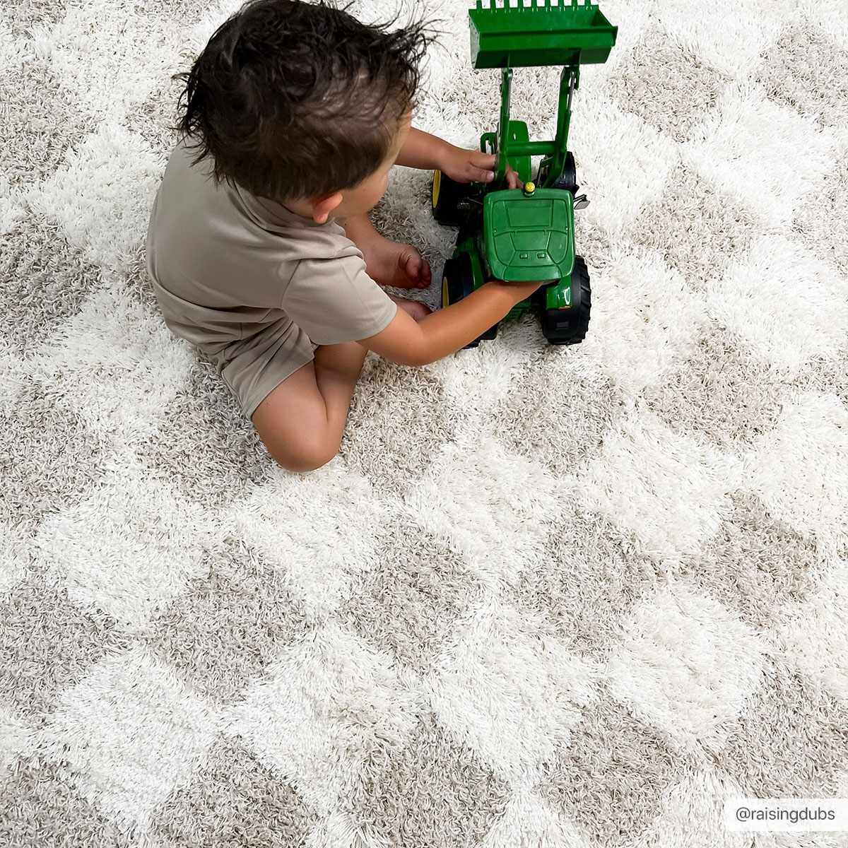 Atira Light Brown Checkered Area Rug - Marsh and Manor Collective