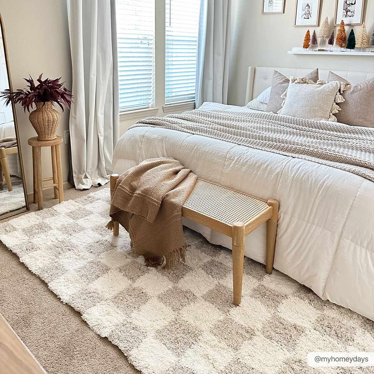Atira Light Brown Checkered Area Rug - Marsh and Manor Collective