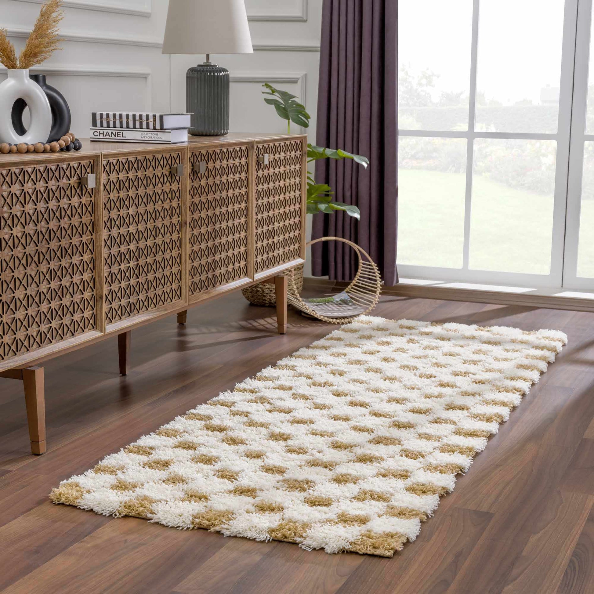 Atira Mustard Checkered Area Rug - Marsh and Manor Collective