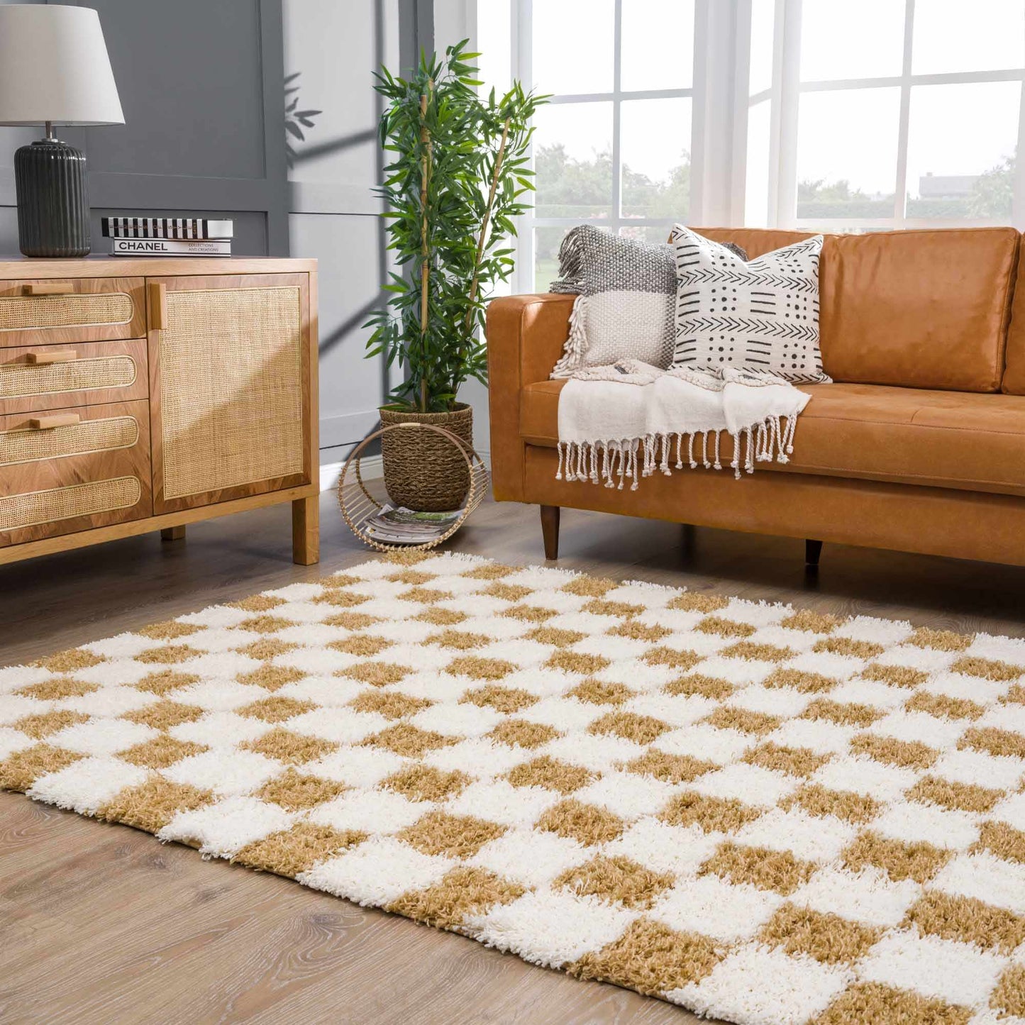 Atira Mustard Checkered Area Rug - Marsh and Manor Collective