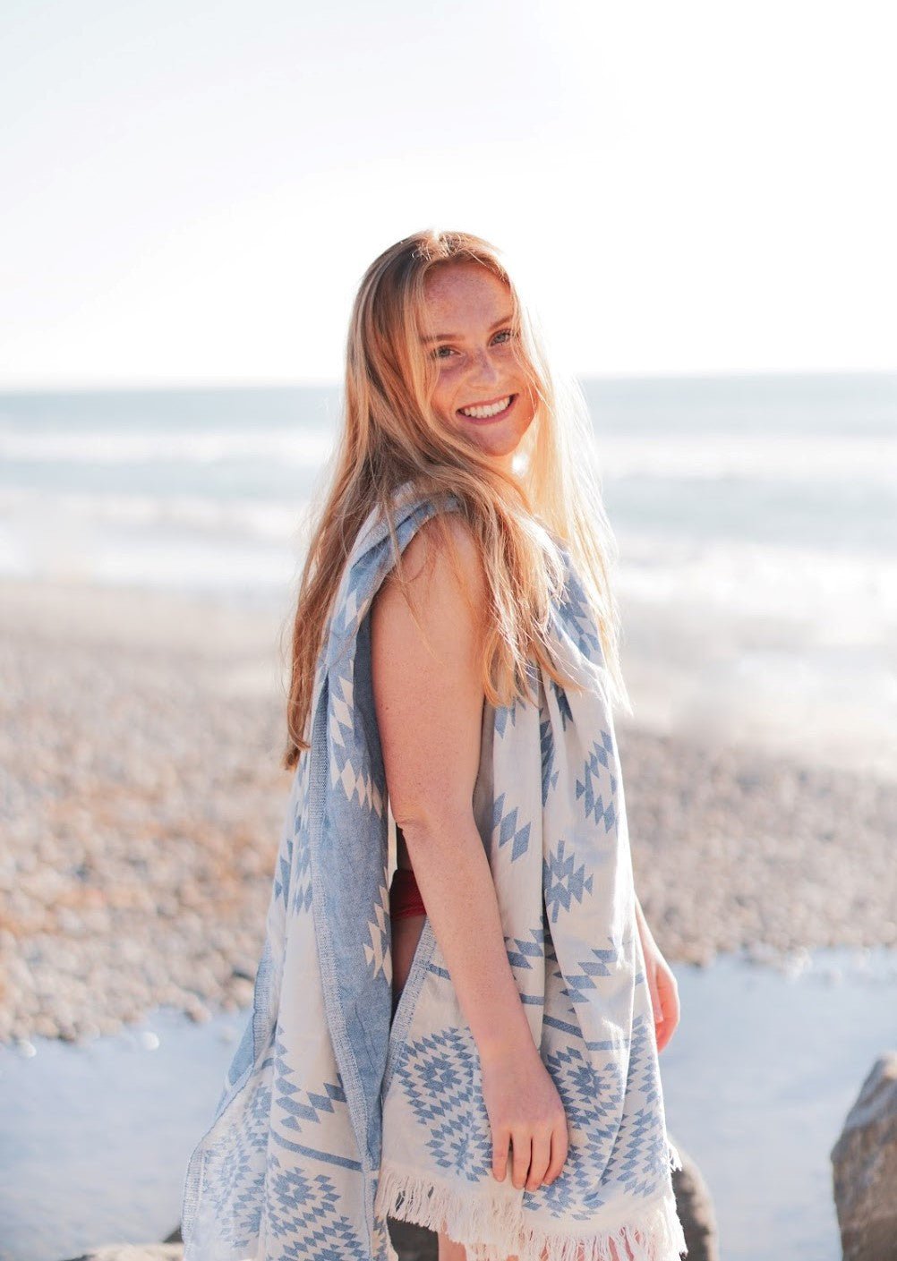AZTEC BLUE TURKISH TOWEL - Marsh and Manor Collective