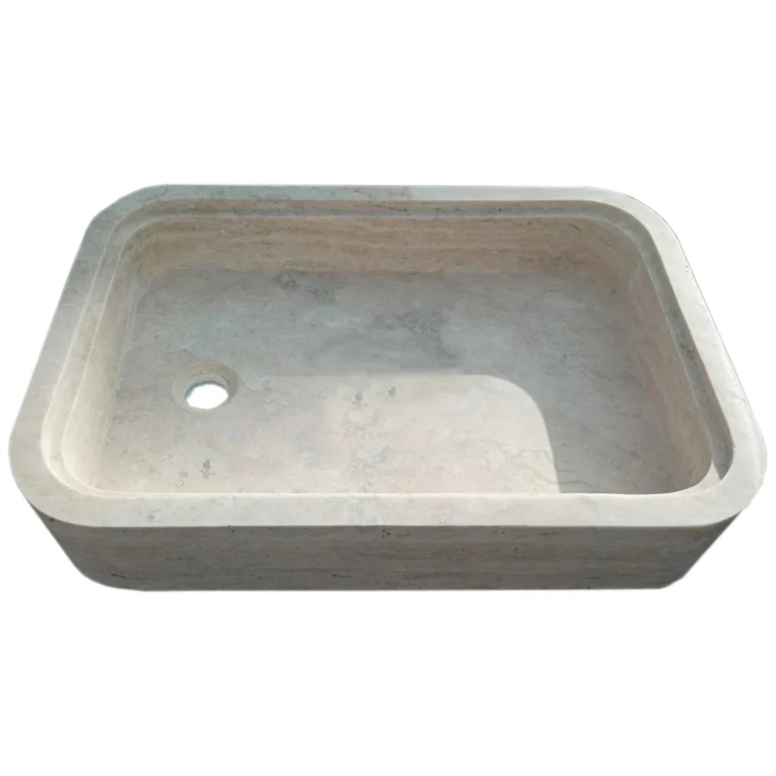 Beige Travertine Rectangular Wall - mount Bathroom Sink Hidden Drain (W)16" (L)24" (H)5" - Marsh and Manor Collective