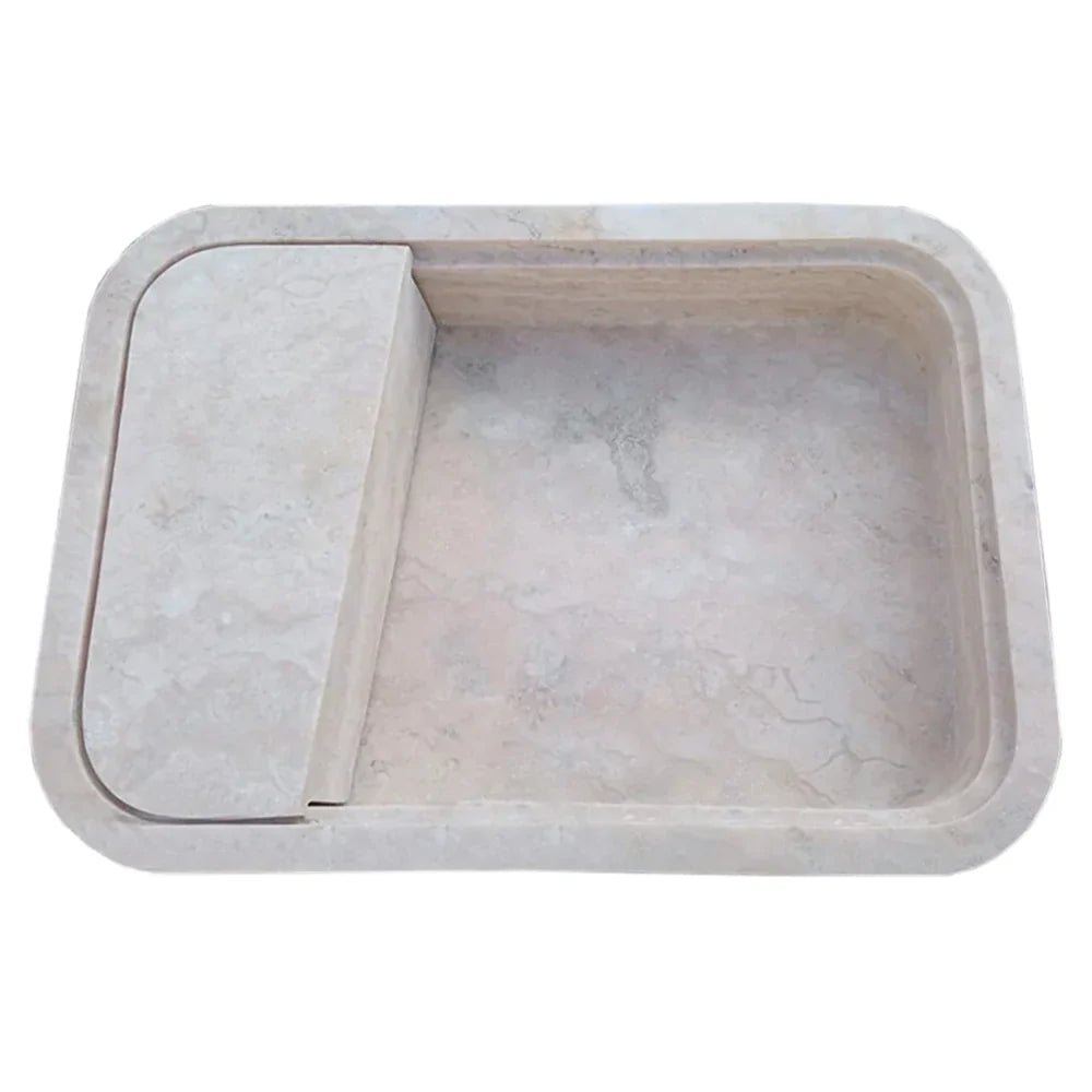 Beige Travertine Rectangular Wall - mount Bathroom Sink Hidden Drain (W)16" (L)24" (H)5" - Marsh and Manor Collective