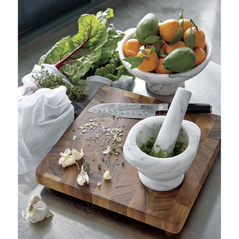 Bianco Carrara White Marble Mortar/Pestle Semi - Polished - Marsh and Manor Collective