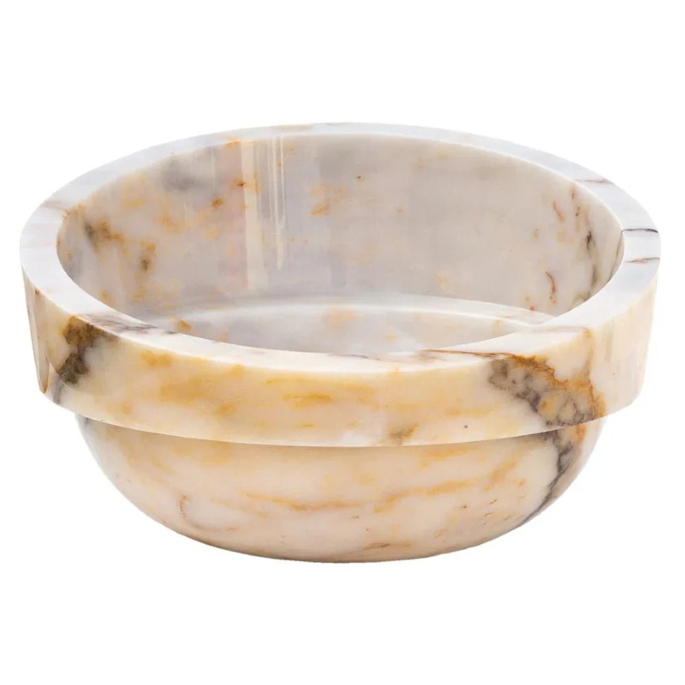 Bianco Giallo Marble Hair Salon Above Vanity Vessel Sink Bowl Polished (D)16" (H)9" - Marsh and Manor Collective