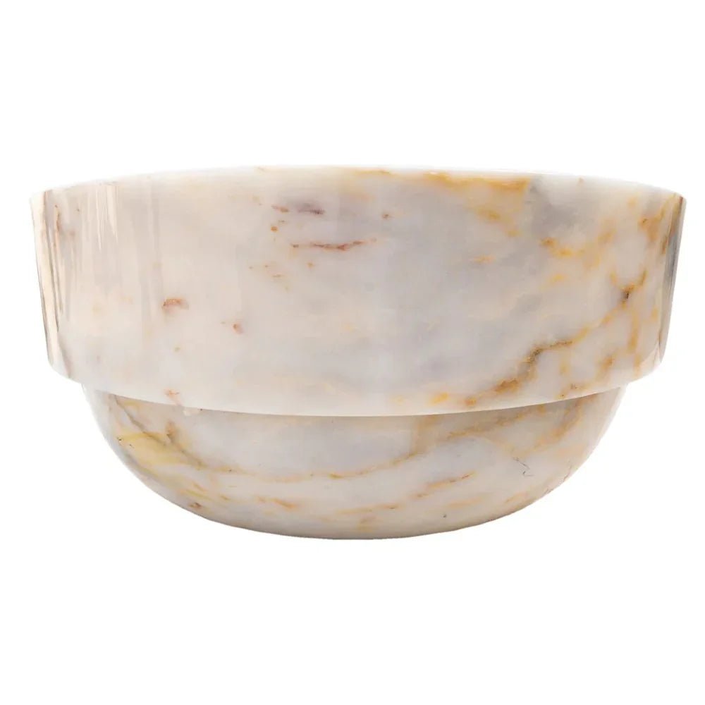 Bianco Giallo Marble Hair Salon Above Vanity Vessel Sink Bowl Polished (D)16" (H)9" - Marsh and Manor Collective