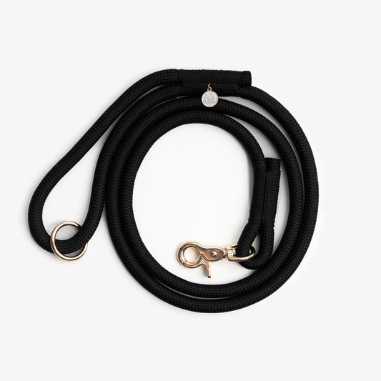 'Black' - Braided Rope Leash - Marsh and Manor Collective