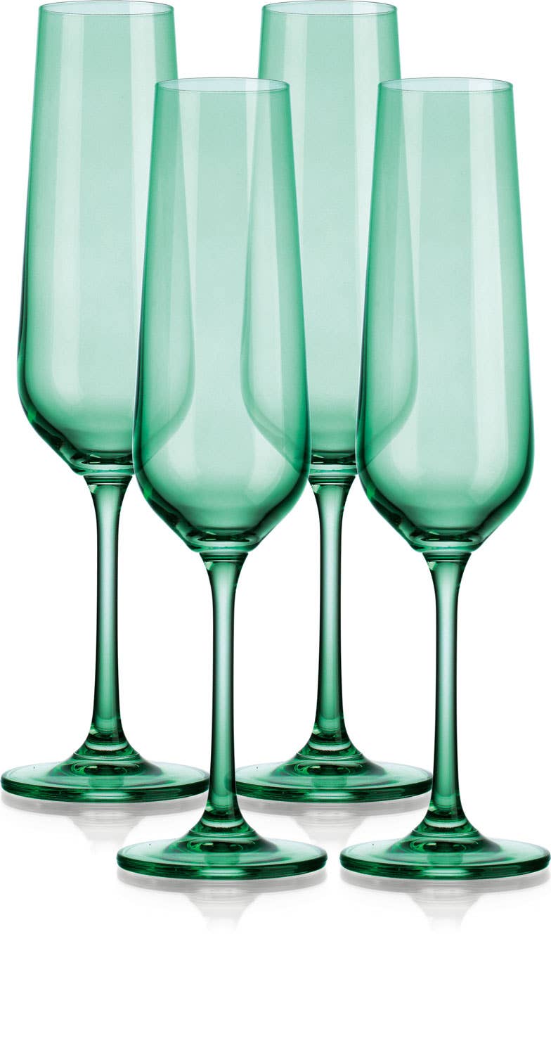 Set of Four Colored Champagne Flutes - multi colors avail: Amethyst