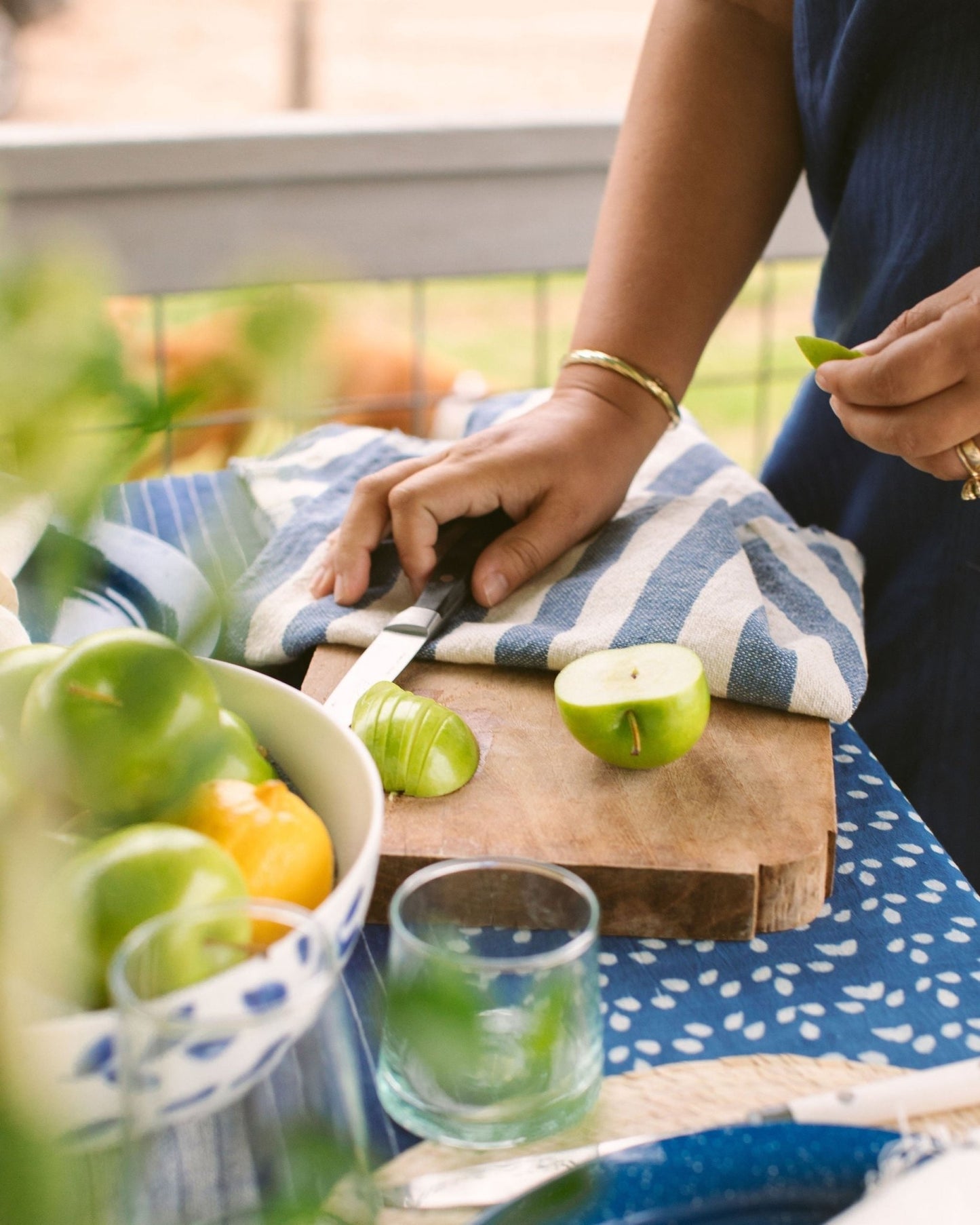 Chambray Stripe Hand Towel - Marsh and Manor Collective