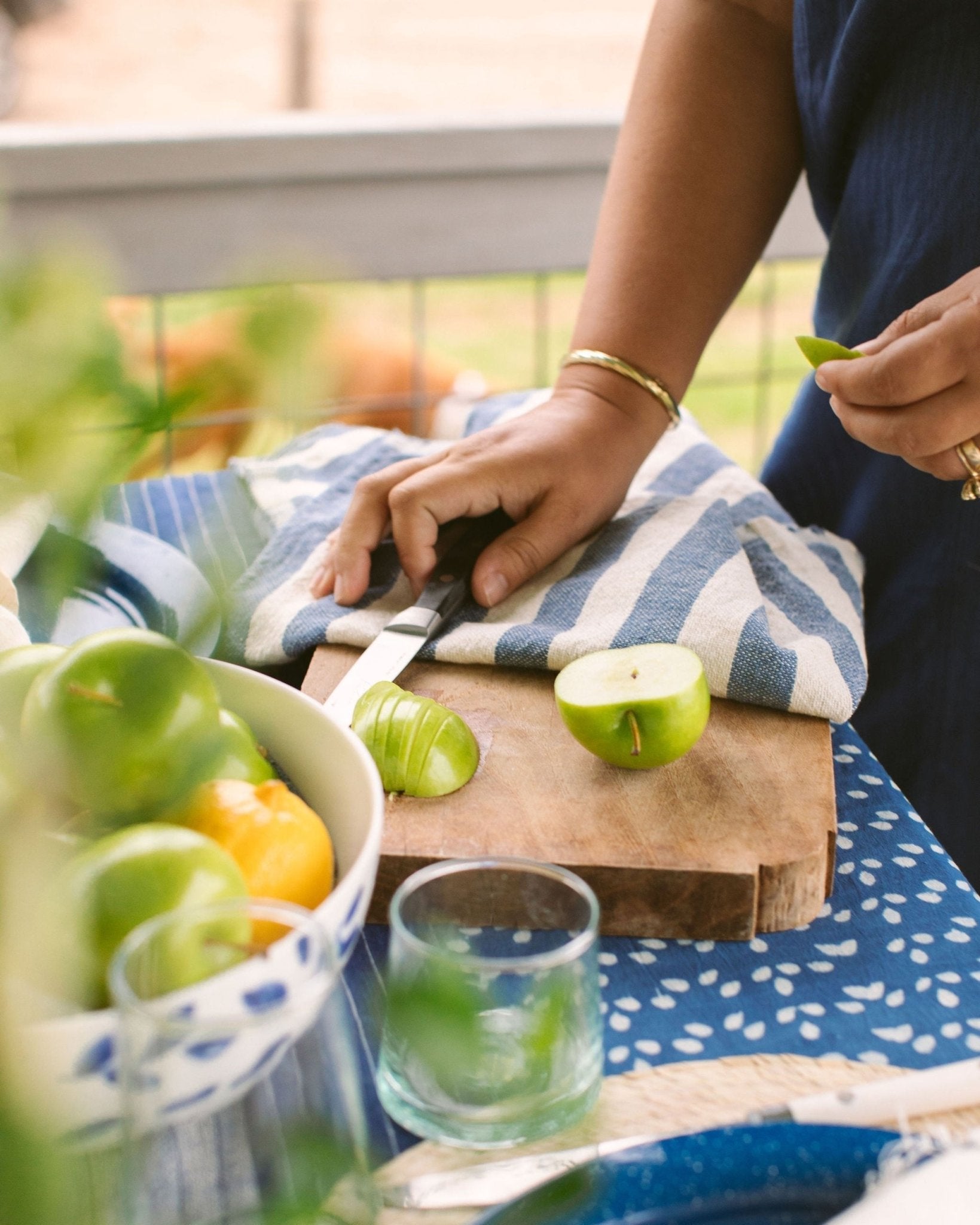 Chambray Stripe Hand Towel - Marsh and Manor Collective