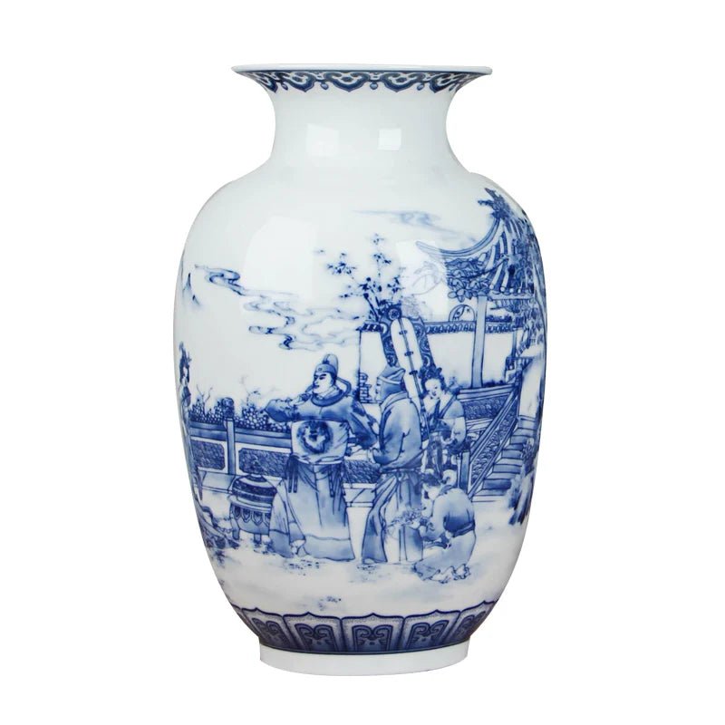 Classic Antique Chinese Blue and White Ceramic Vase - Marsh and Manor Collective