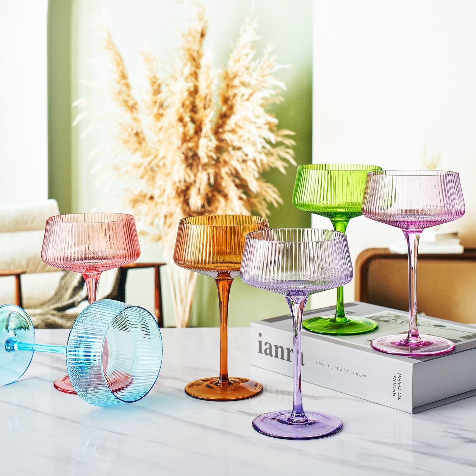 Como Champagne Coupe Cocktail Glasses, Pastel, Set of 6 - Marsh and Manor Collective
