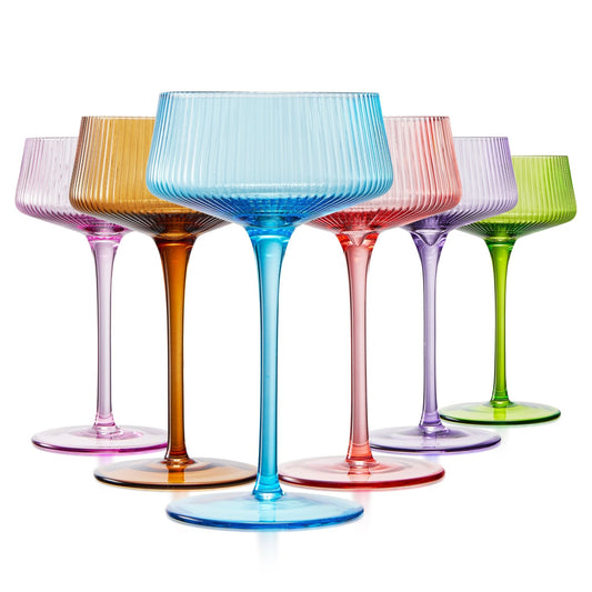 Como Champagne Coupe Cocktail Glasses, Pastel, Set of 6 - Marsh and Manor Collective