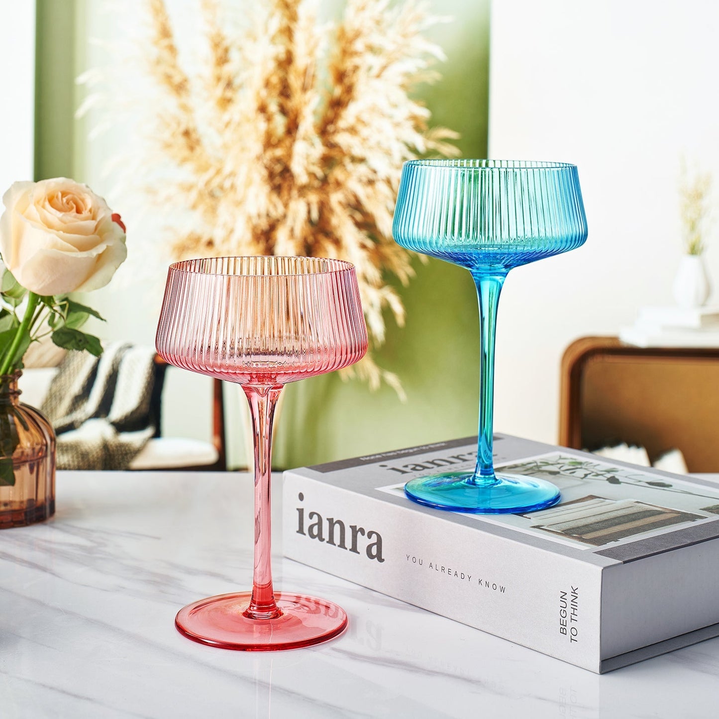 Como Champagne Coupe Cocktail Glasses, Pastel, Set of 6 - Marsh and Manor Collective