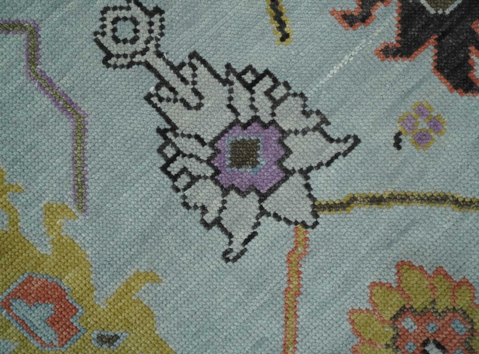 Custom Made Aqua and Green Hand knotted Traditional Oushak wool area Rug - Marsh and Manor Collective