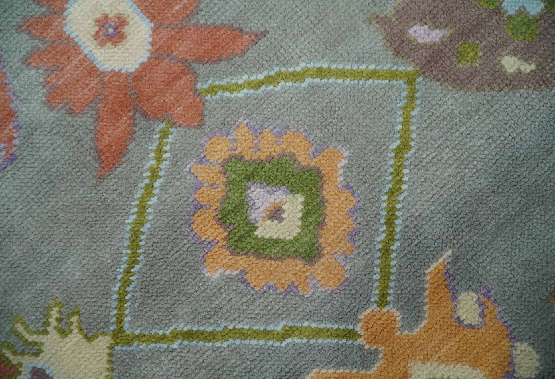 Custom Made Gray and Gold Hand knotted Traditional Oushak wool Area Rug - Marsh and Manor Collective