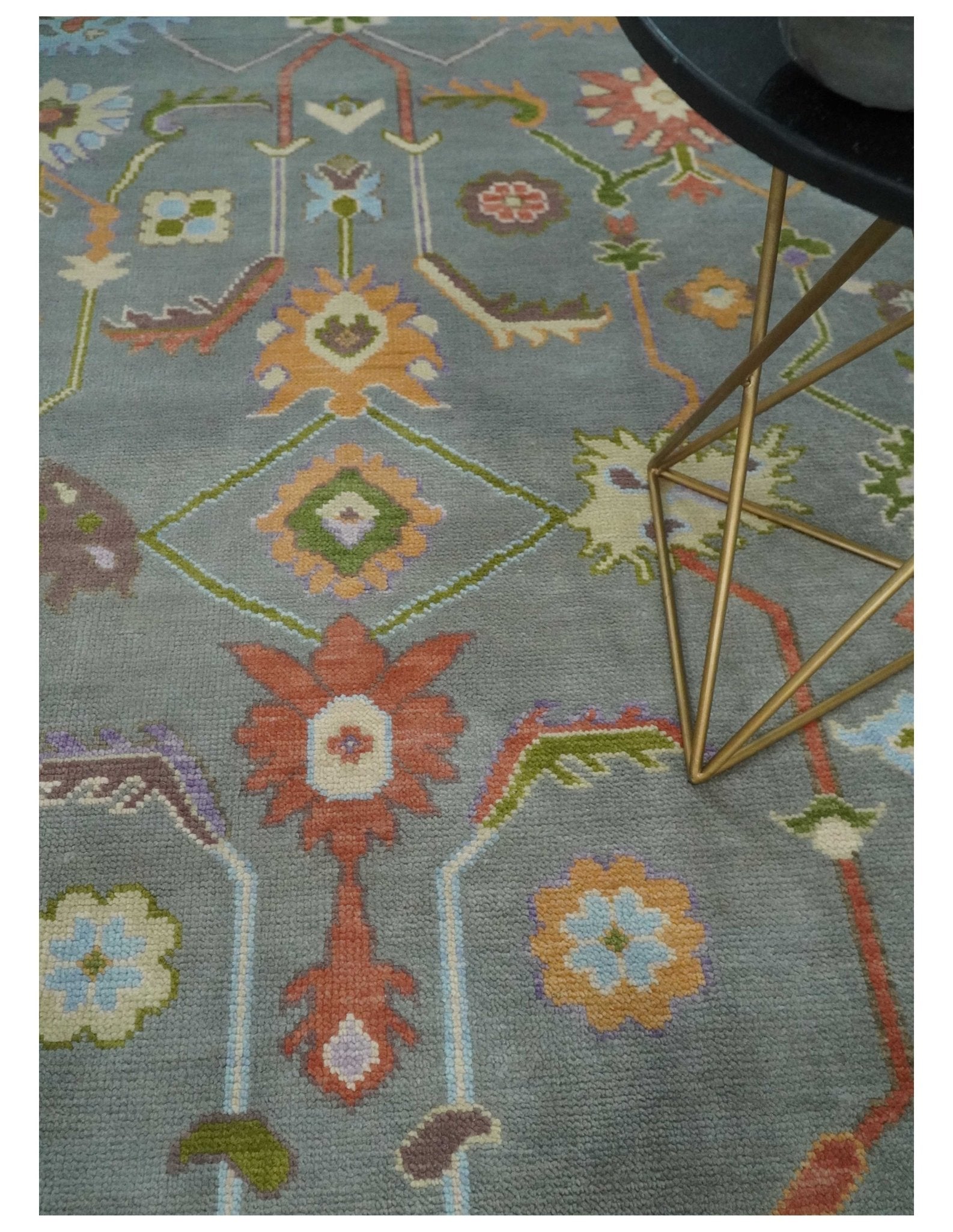 Custom Made Gray and Gold Hand knotted Traditional Oushak wool Area Rug - Marsh and Manor Collective